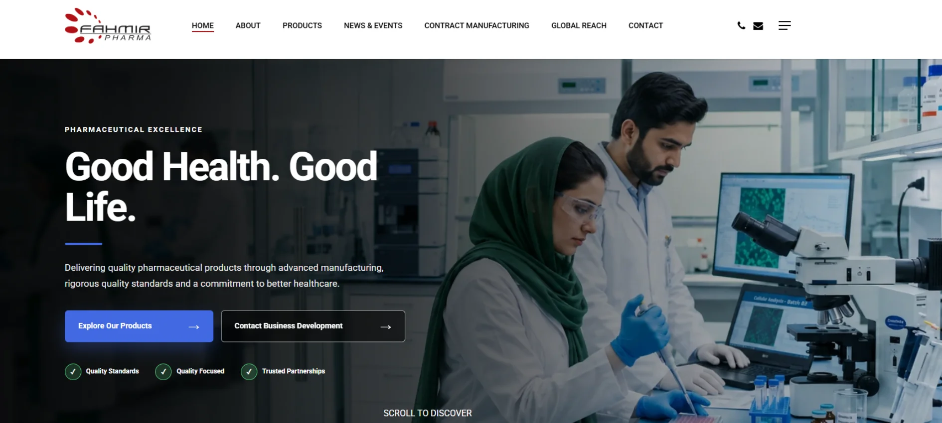 Fahmir Pharamaceuticals website project